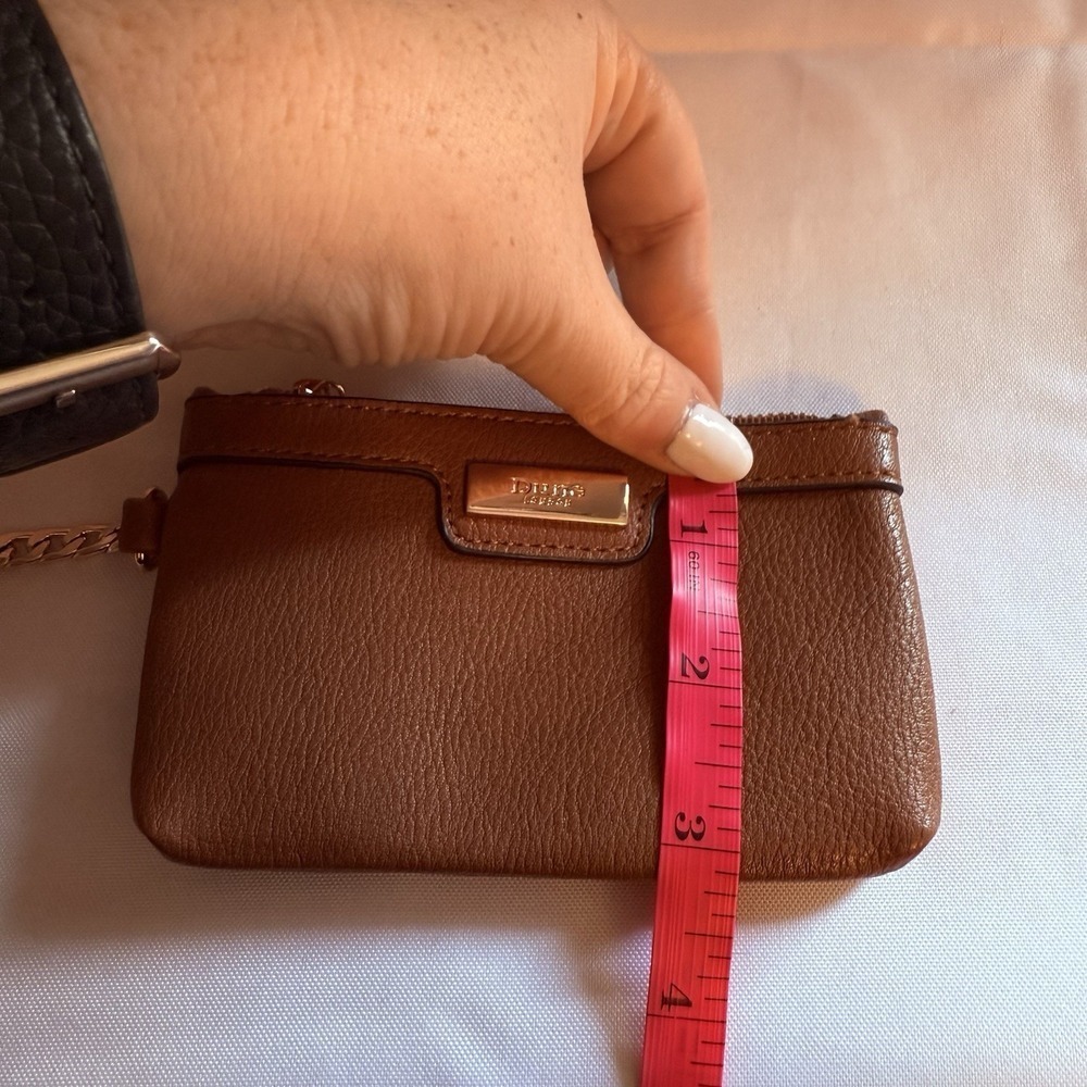 Dune London Brown Leather Card Holder Coin Purse Wallet Keychain Key Ring - Picture 4 of 8